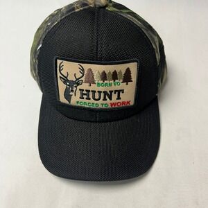 Pit Bull Born To Hunt‎ Hat Camo Hunting Black Mesh Trucker Cap Outdoorsman